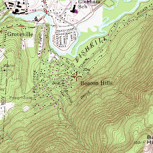 Topographic Map of Beacon Hills, NY