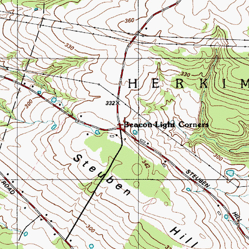 Topographic Map of Beacon Light Corners, NY