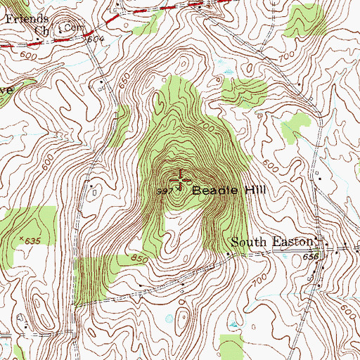 Topographic Map of Beadle Hill, NY