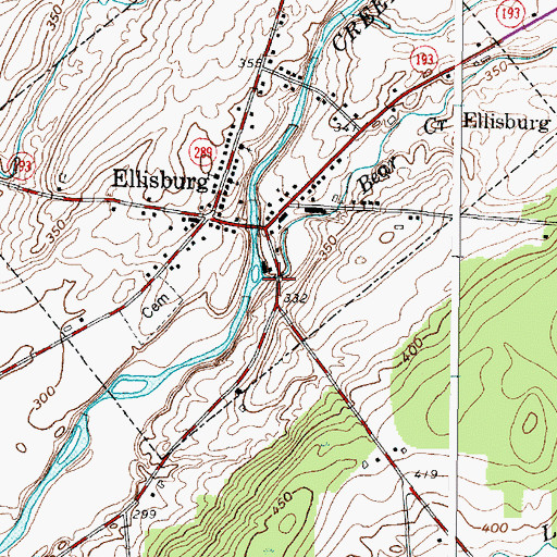 Topographic Map of Bear Creek, NY