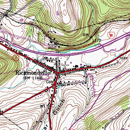 Topographic Map of Bear Gulch, NY