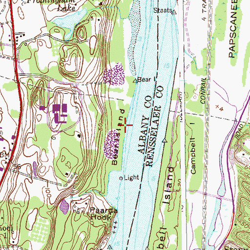 Topographic Map of Bear Island, NY