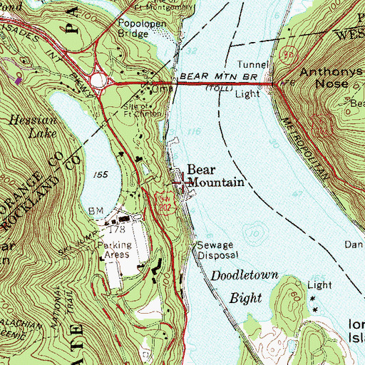Topographic Map of Bear Mountain, NY