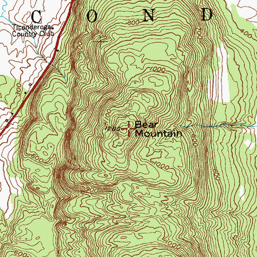 Topographic Map of Bear Mountain, NY
