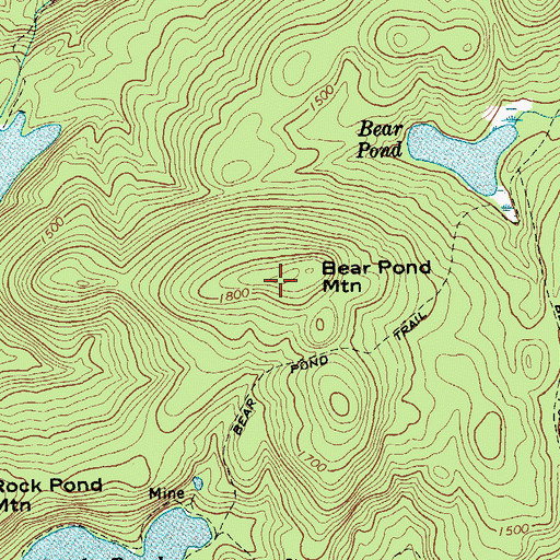 Topographic Map of Bear Pond Mountain, NY