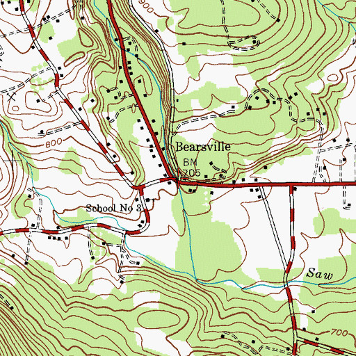 Topographic Map of Bearsville, NY