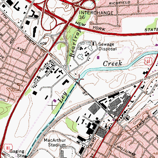 Topographic Map of Beartrap Creek, NY