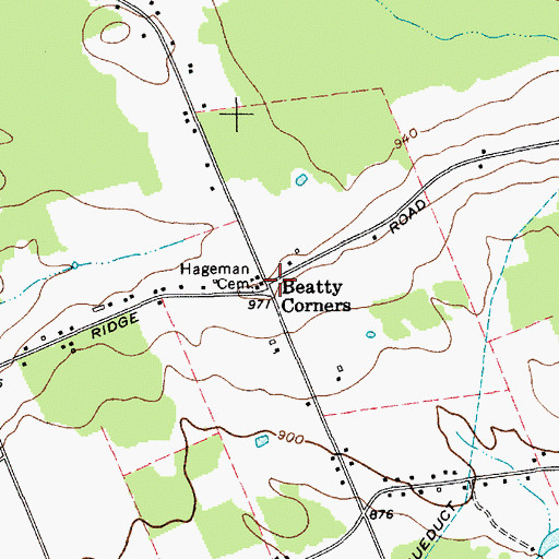 Topographic Map of Beatty Corners, NY