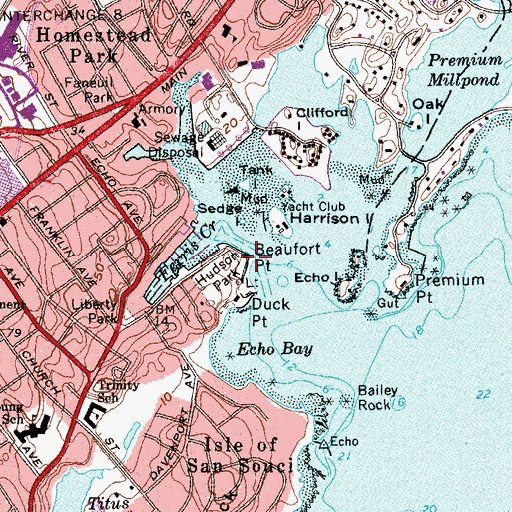 Topographic Map of Beaufort Point, NY