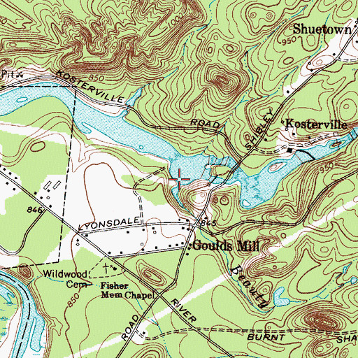 Topographic Map of Beauty Creek, NY