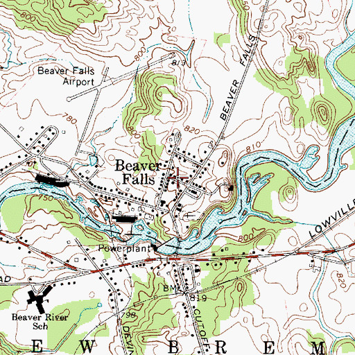 Topographic Map of Beaver Falls, NY