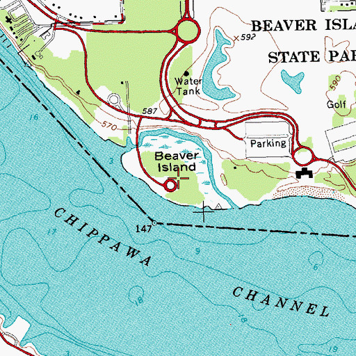 Topographic Map of Beaver Island, NY