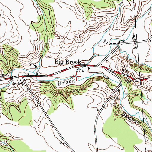 Topographic Map of Beaver Meadow Brook, NY