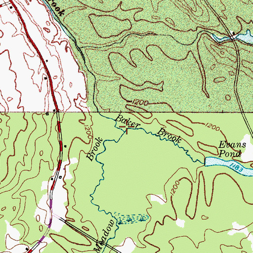 Topographic Map of Beaver Meadow Brook, NY