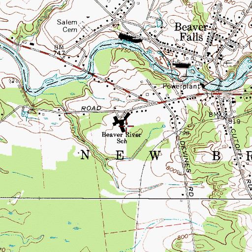 Topographic Map of Beaver River School, NY
