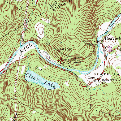 Topographic Map of Beaverkill Campground, NY