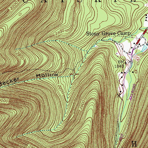 Topographic Map of Becker Hollow, NY