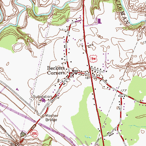 Topographic Map of Beckers Corners, NY