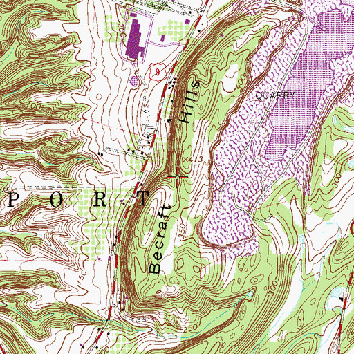 Topographic Map of Becraft Hills, NY