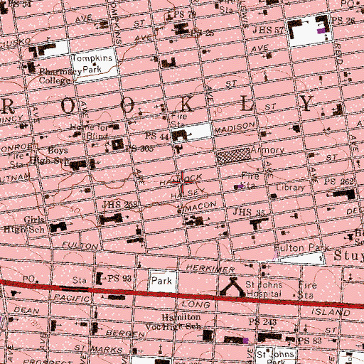 Topographic Map of Bedford-Stuyvesant, NY