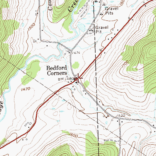Topographic Map of Bedford Corners, NY