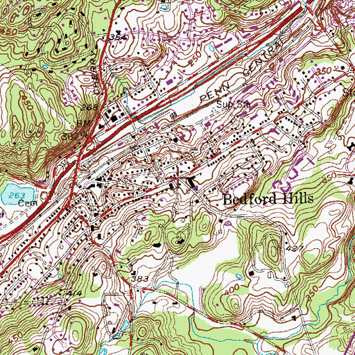 Topographic Map of Bedford Hills, NY