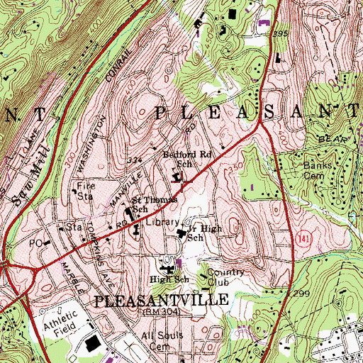 Topographic Map of Bedford Road School, NY
