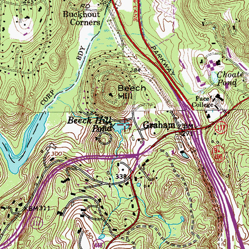 Topographic Map of Beech Hill Pond, NY