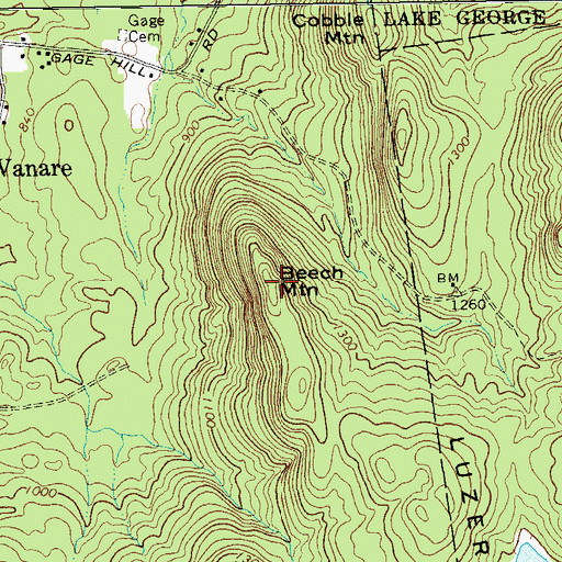 Topographic Map of Beech Mountain, NY