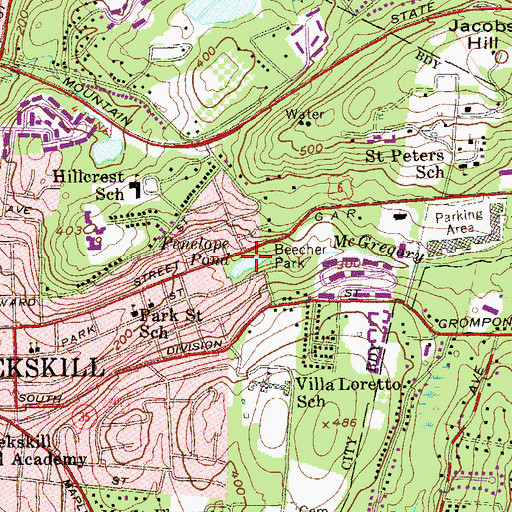 Topographic Map of Henry Ward Beecher Park, NY