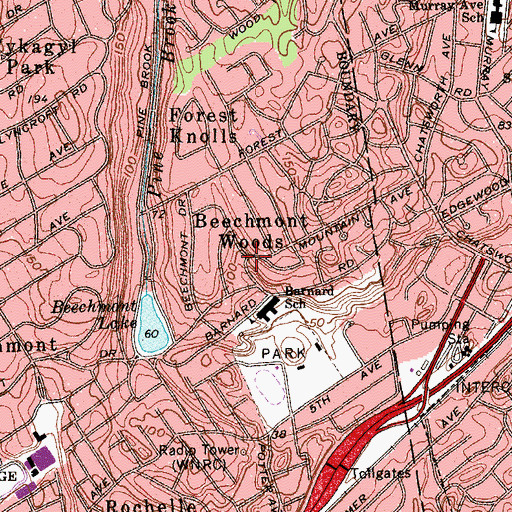 Topographic Map of Beechmont Woods, NY