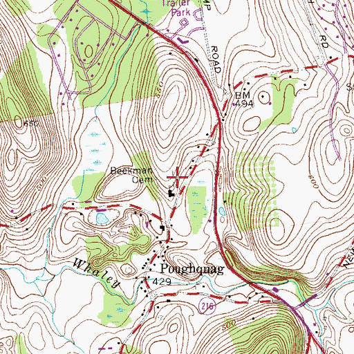 Topographic Map of Beekman Cemetery, NY