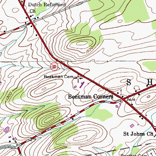 Topographic Map of Beekman Cemetery, NY