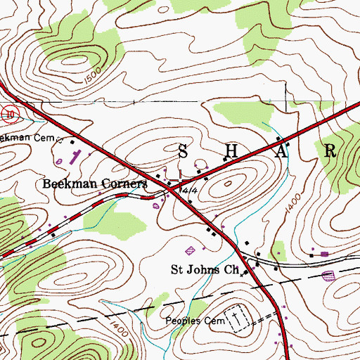 Topographic Map of Beekman Corners, NY