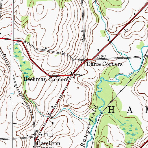 Topographic Map of Beekman Corners, NY