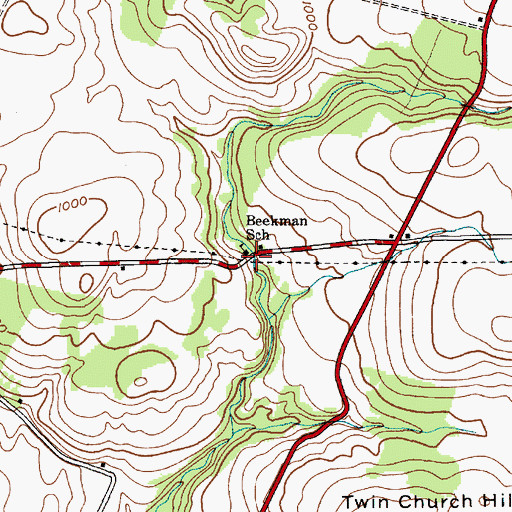 Topographic Map of Beekman School, NY