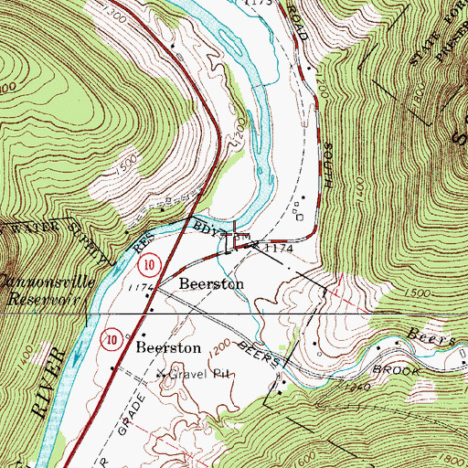 Topographic Map of Beers Brook, NY