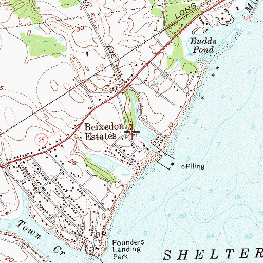 Topographic Map of Beixedon Estates, NY