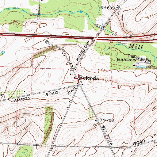 Topographic Map of Belcoda, NY