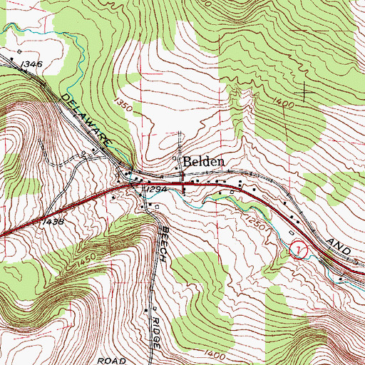 Topographic Map of Belden, NY