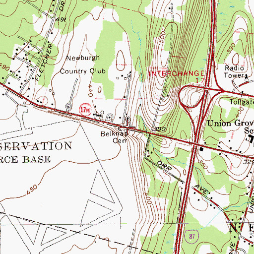 Topographic Map of Belknap Cemetery, NY