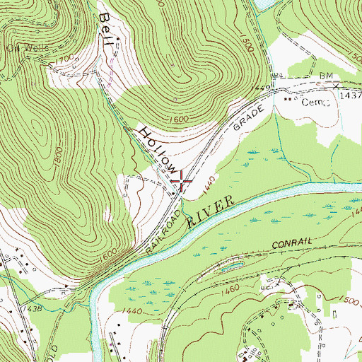 Topographic Map of Bell Hollow, PA