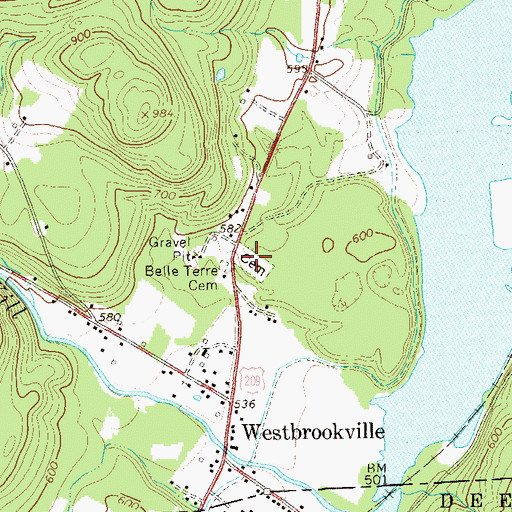 Topographic Map of Belle Terre Cemetery, NY
