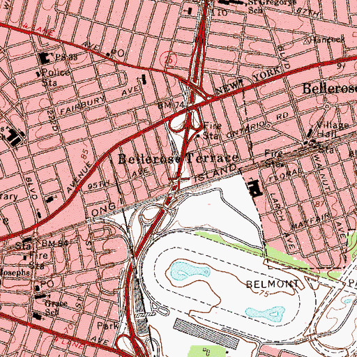 Topographic Map of Bellerose Terrace, NY