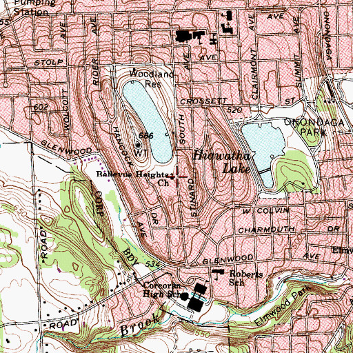 Topographic Map of Bellevue Heights United Methodist Church, NY