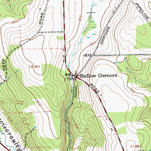 Topographic Map of Bellow Corners, NY