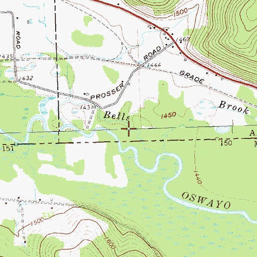 Topographic Map of Bells Brook, NY