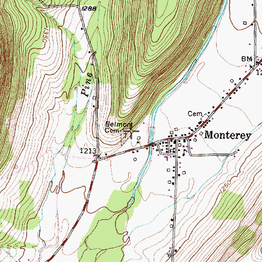 Topographic Map of Belmont Cemetery, NY