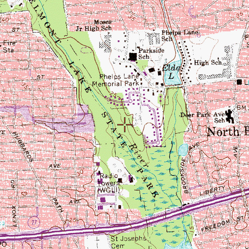 Topographic Map of Belmont Lake State Park, NY