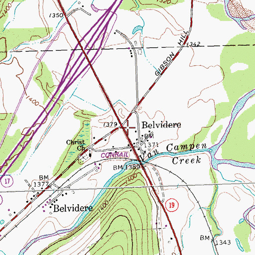 Topographic Map of Belvidere, NY
